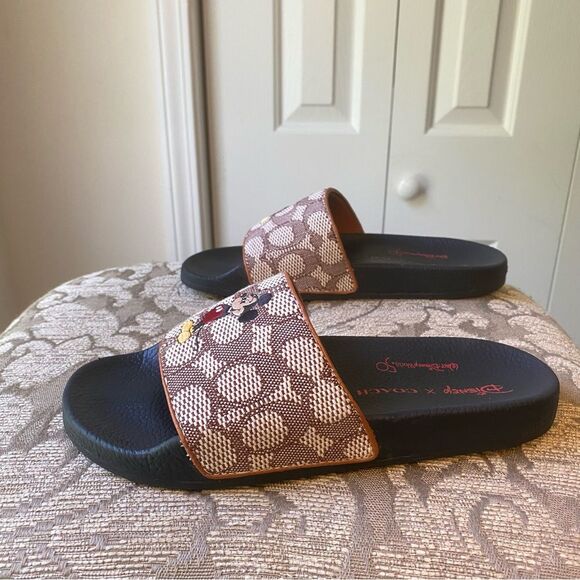 Walt Disney World 50th Coach Slide Signature Textile Jacquard Mickey Mouse SZ 7 - Picture 4 of 9